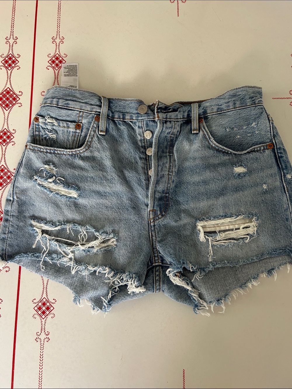 Levi's Light Blue Distressed Cutoff Denim Shorts
